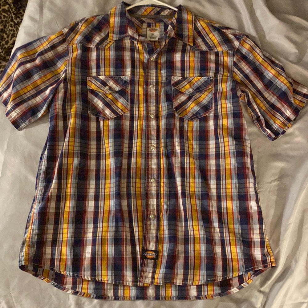 Button Down Plaid Polo